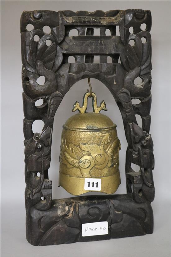 Chinese bronze gong on stand